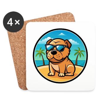 Miniatur Shar Pei Hunderasse Cartoon Sonnenbrille - Untersetzer (4er-Set) - Weiß - Vorne