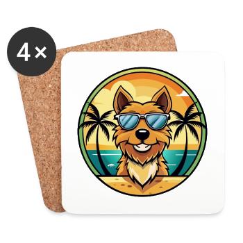 Jagdterrier Hunderasse Cartoon Sonnenbrille Strand - Untersetzer (4er-Set) - Weiß - Vorne