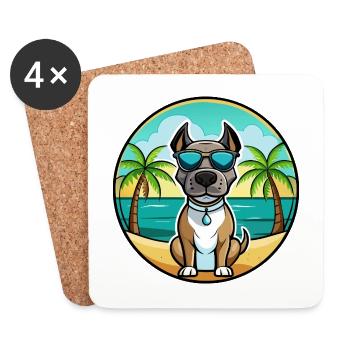 Deutsche Dogge Hunderasse Cartoon Sonnenbrille Strand - Untersetzer (4er-Set) - Weiß - Vorne