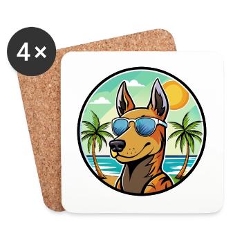 Manchester Terrier Hunderasse Cartoon Sonnenbrille - Untersetzer (4er-Set) - Weiß - Vorne