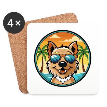 Lucas Terrier Hunderasse Cartoon Sonnenbrille Strand - Untersetzer (4er-Set) - Weiß - Vorne