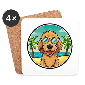 Labradoodle Hunderasse Cartoon Sonnenbrille Strand - Untersetzer (4er-Set) - Weiß - Vorne