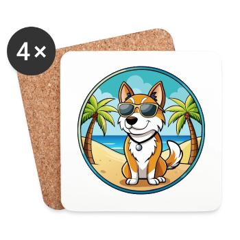 Karelo Finnische Laika Hunderasse Cartoon Sonnenbrille - Untersetzer (4er-Set) - Weiß - Vorne