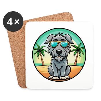 Irischer Wolfshund Hunderasse Cartoon Sonnenbrille Strand - Untersetzer (4er-Set) - Weiß - Vorne