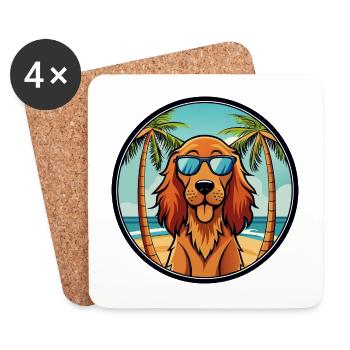 Irish Setter Hund Rasse Cartoon Sonnenbrille Strand - Untersetzer (4er-Set) - Weiß - Vorne