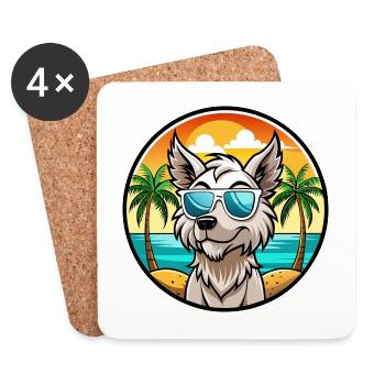 Grand Griffon Vendeen Hunderasse Cartoon Sonnenbrille - Untersetzer (4er-Set) - Weiß - Vorne