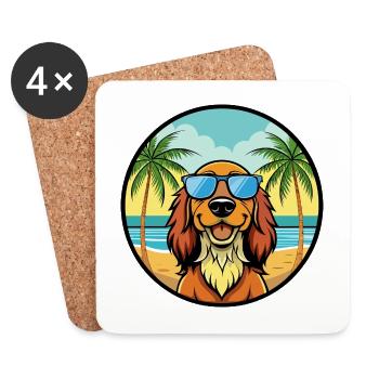 Gordon Setter Hunderasse Cartoon Sonnenbrille Strand - Untersetzer (4er-Set) - Weiß - Vorne
