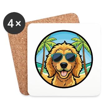 Goldendoodle Dog Breed Cartoon Sunglasses Beach - Coasters (set of 4) - white - Front