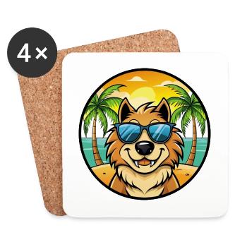Estrela Mountain Dog Breed Cartoon Sunglass Beach - Dessous de verre (lot de 4) - blanc - Devant