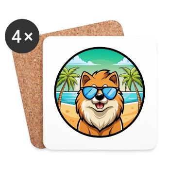 Eurasier Dog Breed Cartoon Sunglasses Beach - Coasters (set of 4) - white - Front