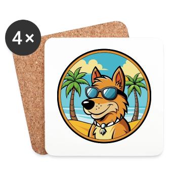 Friesischer Vorstehhund Rasse Cartoon Sonnenbrille Strand - Untersetzer (4er-Set) - Weiß - Vorne