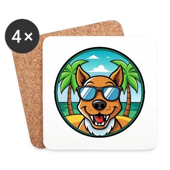 Drever Hunderasse Cartoon Sonnenbrille Strand - Untersetzer (4er-Set) - Weiß - Vorne