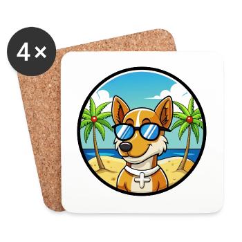 Dänisch Schwedische Bauernhund Rasse Cartoon Sonnenbrille - Untersetzer (4er-Set) - Weiß - Vorne