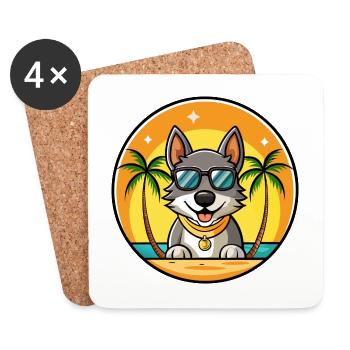 Tschechoslowakische Vlcak Hunderasse Cartoon Sonnenbrille - Untersetzer (4er-Set) - Weiß - Vorne