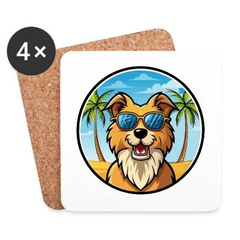 Kroatischer Schäferhund Rasse Cartoon Sonnenbrille Strand - Untersetzer (4er-Set) - Weiß - Vorne