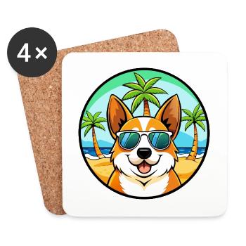 Corgi Hund Rasse Cartoon Sonnenbrille Strand - Untersetzer (4er-Set) - Weiß - Vorne