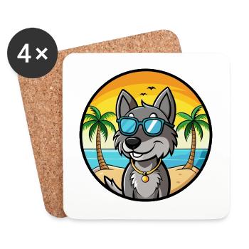 Cesky Fousek Hunderasse Cartoon Sonnenbrille Strand - Untersetzer (4er-Set) - Weiß - Vorne