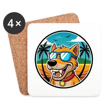 Bruno Jura Hound Hunderasse Cartoon Sonnenbrille Strand - Untersetzer (4er-Set) - Weiß - Vorne
