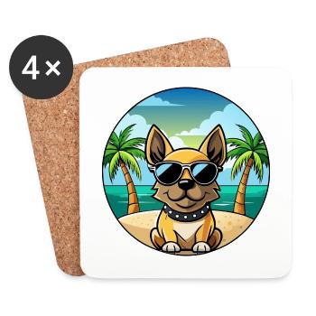 Braque Français Hunderasse Cartoon Sonnenbrille Strand - Untersetzer (4er-Set) - Weiß - Vorne
