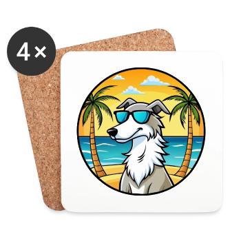 Barsoi Hund Rasse Cartoon Sonnenbrille Strand - Untersetzer (4er-Set) - Weiß - Vorne