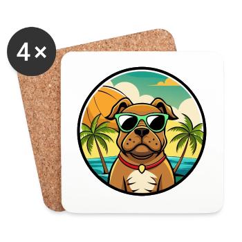 Boerboel Chien Race Dessin Animé Lunettes De Soleil Plage - Dessous de verre (lot de 4) - blanc - Devant