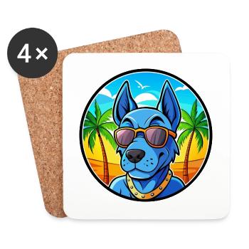Blue Thai Ridgeback Dog Breed Cartoon Sunglasses - Coasters (set of 4) - white - Front