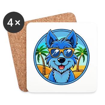 Blauer Paul Terrier Hund Rasse Cartoon Sonnenbrille Strand - Untersetzer (4er-Set) - Weiß - Vorne