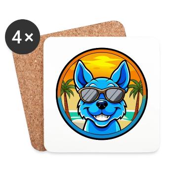 Blue Heeler Hunderasse Cartoon Sonnenbrille Strand - Untersetzer (4er-Set) - Weiß - Vorne