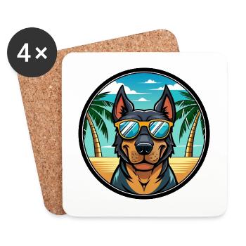 Beauceron Hunderasse Cartoon Sonnenbrille Strand - Untersetzer (4er-Set) - Weiß - Vorne