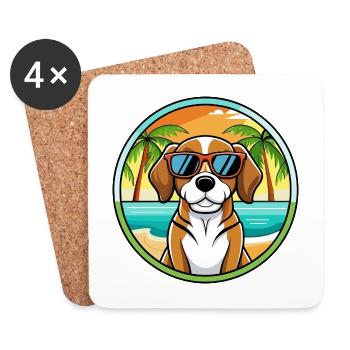 Beagle Harrier Hunderasse Cartoon Sonnenbrille Strand - Untersetzer (4er-Set) - Weiß - Vorne