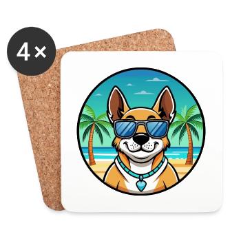 Australian Cattle Dog Rasse Cartoon Sonnenbrille Strand - Untersetzer (4er-Set) - Weiß - Vorne