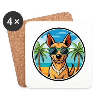 Chien Courant Andalou Race Chien Dessin Animé Lunettes De Soleil Plage - Dessous de verre (lot de 4) - blanc - Devant