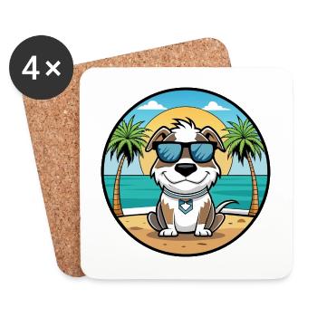Argentino Chien Race Dessin Animé Lunettes De Soleil Plage - Dessous de verre (lot de 4) - blanc - Devant