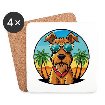 Airedale Terrier Hunderasse Cartoon Sonnenbrille Strand - Untersetzer (4er-Set) - Weiß - Vorne