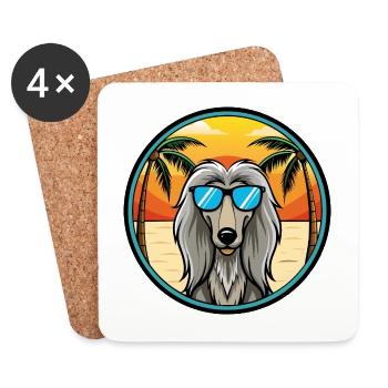 Afghanischer Windhund Hunderasse Cartoon Sonnenbrille Strand - Untersetzer (4er-Set) - Weiß - Vorne