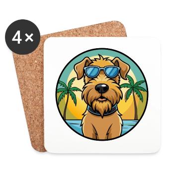 Weich beschichtete Wheaten Terrier Hunderasse Karikatur - Untersetzer (4er-Set) - Weiß - Vorne