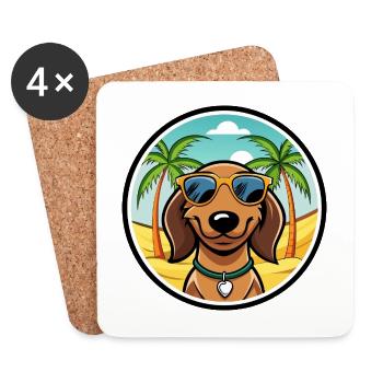 Westfälischer Dachsbracke Hunderasse Cartoon Beach - Untersetzer (4er-Set) - Weiß - Vorne