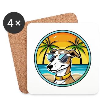 Whippet Hund Rasse Cartoon Sonnenbrille Strand - Untersetzer (4er-Set) - Weiß - Vorne