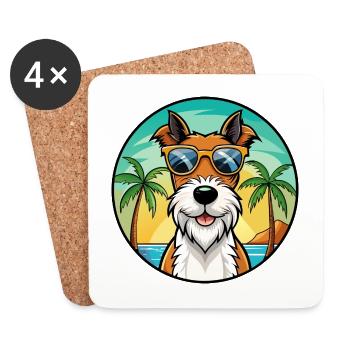Draht Foxterrier Hunderasse Cartoon Sonnenbrille Strand - Untersetzer (4er-Set) - Weiß - Vorne