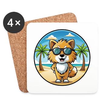 Spielzeug Deutscher Spitz Hund Rasse Cartoon Sonnenbrille Strand - Untersetzer (4er-Set) - Weiß - Vorne