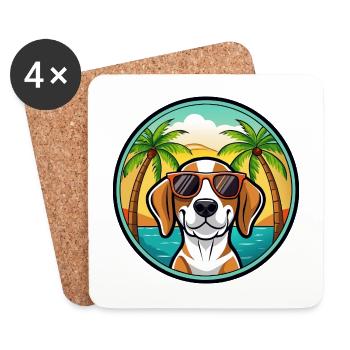 Treeing Walker Coonhound Hunderasse Cartoon Strand - Untersetzer (4er-Set) - Weiß - Vorne
