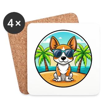 Spielzeug Foxterrier Hund Rasse Cartoon Sonnenbrille Strand - Untersetzer (4er-Set) - Weiß - Vorne