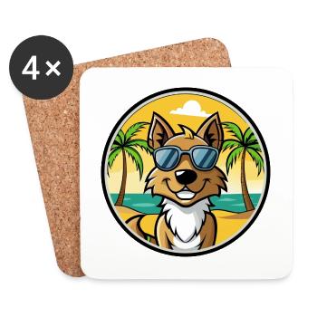 Tiroler Bracke Hunderasse Cartoon Sonnenbrille Strand - Untersetzer (4er-Set) - Weiß - Vorne