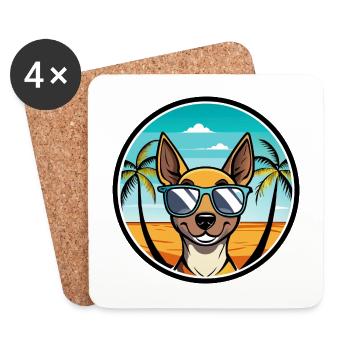 Spielzeug Manchester Terrier Hunderasse Cartoon Strand - Untersetzer (4er-Set) - Weiß - Vorne