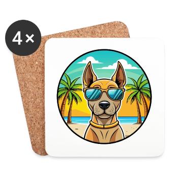 Thai Ridgeback Dog Breed Cartoon Sunglasses Beach - Coasters (set of 4) - white - Front
