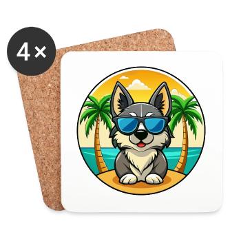 Schwedische Vallhund Hunderasse Cartoon Sonnenbrille Strand - Untersetzer (4er-Set) - Weiß - Vorne