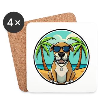 Spanische Dogge Hund Rasse Cartoon Sonnenbrille Strand - Untersetzer (4er-Set) - Weiß - Vorne