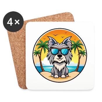 Skye Terrier Hunderasse Cartoon Sonnenbrille Strand - Untersetzer (4er-Set) - Weiß - Vorne
