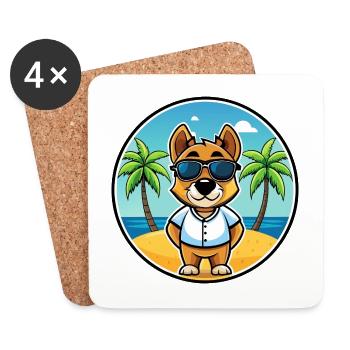 Sporting Lucas Terrier Hunderasse Cartoon Beach - Untersetzer (4er-Set) - Weiß - Vorne