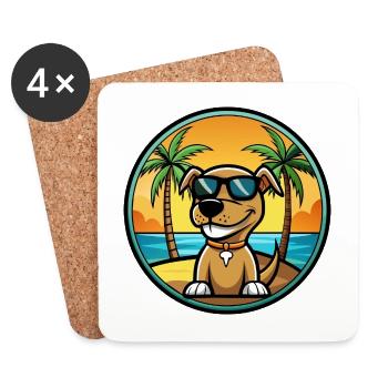 Sloughi Hunderasse Cartoon Sonnenbrille Strand - Untersetzer (4er-Set) - Weiß - Vorne